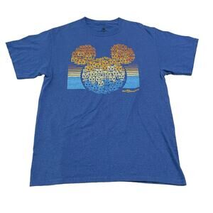 Walt Disney World Mens Size Medium Logo Mickey Mouse Head Blue Graphic Tee